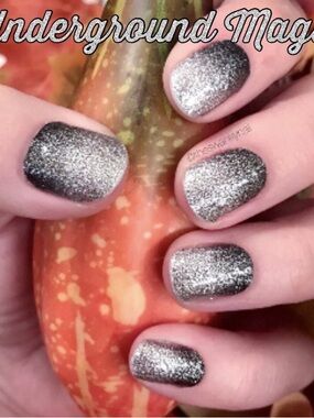 Color Street Underground Magic Silver & Black Glitter Real Nail Polish Stickers